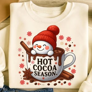 Hot Cocoa PNG T-Shirt Design Snowman Png Snowflake Png Christmas Png Sublimation Designs Christmas Shirt Png Coffee Png Digital Download DTF