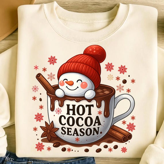 Hot Cocoa PNG T-Shirt Design Snowman Png Snowflake Png Christmas Png Sublimation Designs Christmas Shirt Png Coffee Png Digital Download DTF