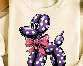 Polka Dot Ballon Dog Png Sublimation Designs, Party Balloon Png, Coquette Pink  Bow Png, T-Shirt Design, Dog Lover Png, Digital Download PNG