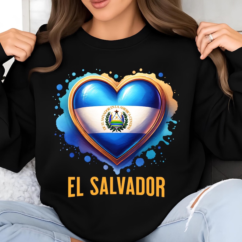El Salvador PNG, Sublimation Designs, El Salvador Flag Png, Heart Png, El Salvador Shirt, T-Shirt Png, Trending Png, Digital Download DTF