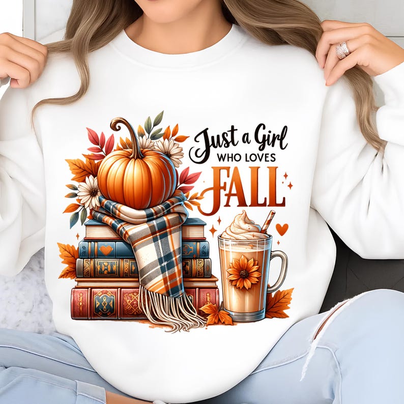 Just a Girl Who Loves Fall PNG, Sublimation Designs, Fall Shirt Png, Fall T-Shirt Design, Bestseller Png, Pumpkin Png, Digital Download PNG