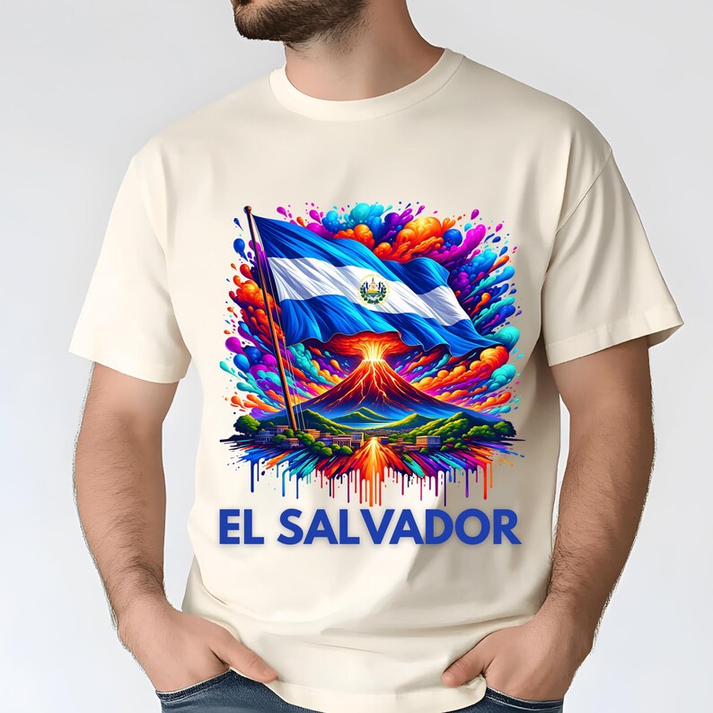 El Salvador Flag Png Sublimation Designs, Flag Png, Volcano Png, El Salvador Shirt, T-Shirt Design, Trending Png, Digital Download PNG