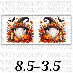 Cute Spooky Season Mug Wrap, 11 oz & 15 oz Halloween Coffee Mug Template, Fall Vibes Png, Pumpkin Mug Sublimation Designs, Digital Download