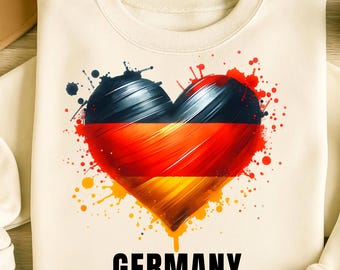 Diseño de camiseta con corazón de Alemania PNG Diseños de sublimación de Alemania Png Bandera alemana Bandera de Alemania Png Corazón Png Camiseta de Alemania Descarga digital DTF