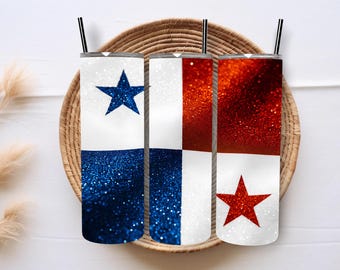 Panama Tumbler Wrap 20 Oz Skinny Tumbler Sublimatie ontwerpen Panama vlag Tumbler Wrap PNG 3D Tumbler Wrap Sublimatie PNG Digitale Download