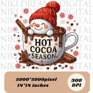 Hot Cocoa PNG T-Shirt Design Snowman Png Snowflake Png Christmas Png Sublimation Designs Christmas Shirt Png Coffee Png Digital Download DTF
