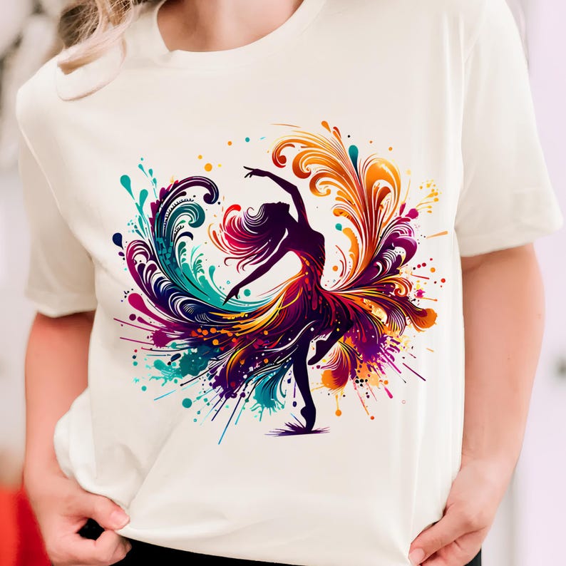 Ballerina PNG T-Shirt Design Dancing Girl Png Sublimation Designs Colorful Png Dancer Png Dance Shirt Png Dance Png Digital Download PNG DTF