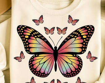 Butterfly PNG, Pink Blue Butterfly Png, Sublimation Designs, Butterfly T-Shirt Design, Butterfly Shirt, T-Shirt Design, Digital Download PNG