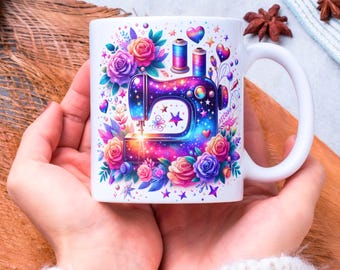 Sewing Machine Mug Wrap PNG: 11oz & 15oz Sublimation Designs (Digital Download)