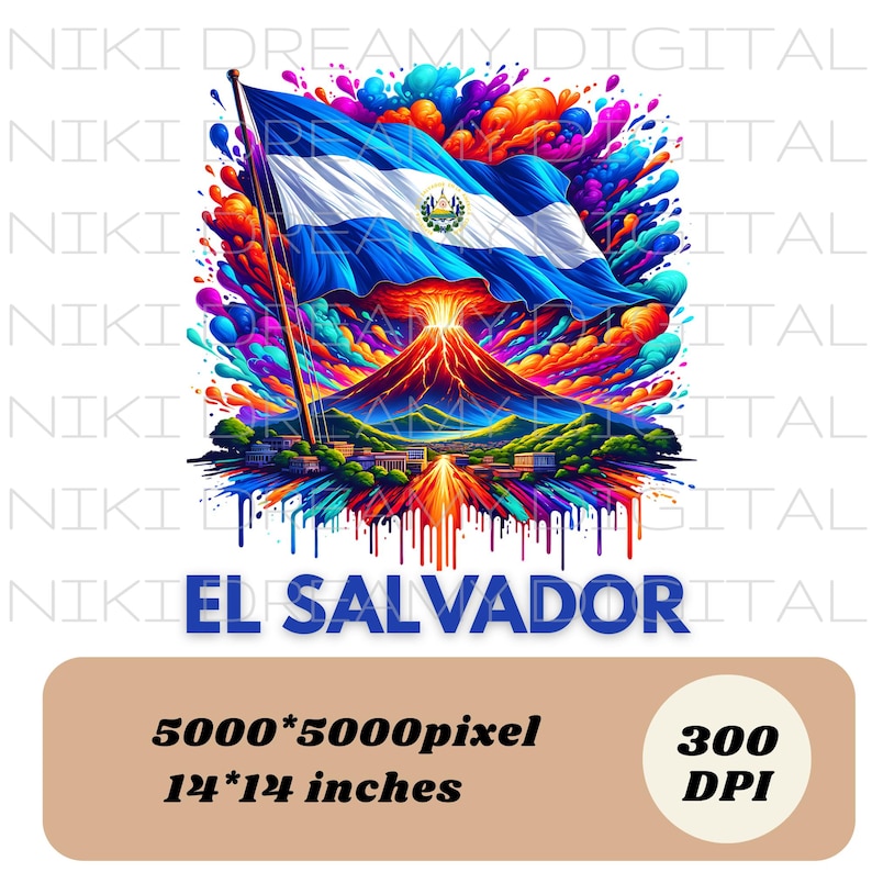 El Salvador Flag Png Sublimation Designs, Flag Png, Volcano Png, El Salvador Shirt, T-Shirt Design, Trending Png, Digital Download PNG