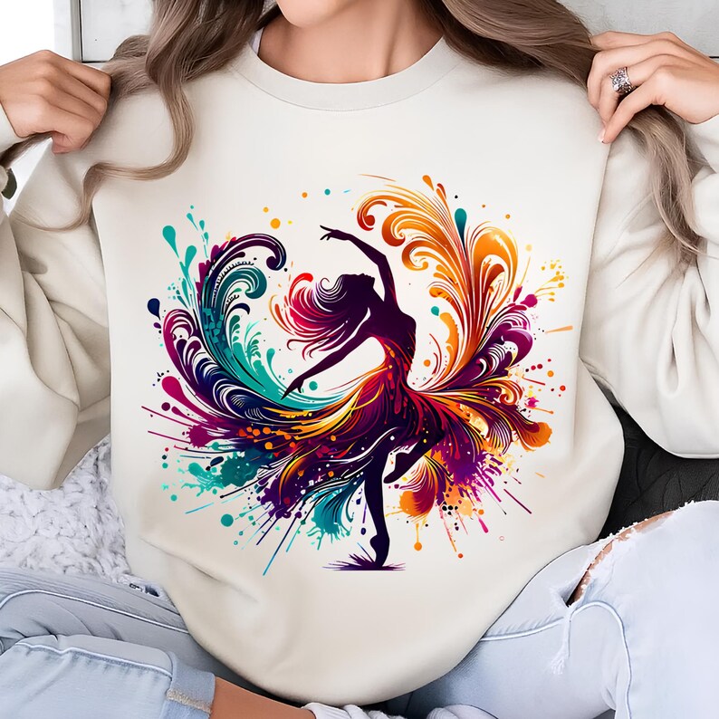 Ballerina PNG T-Shirt Design Dancing Girl Png Sublimation Designs Colorful Png Dancer Png Dance Shirt Png Dance Png Digital Download PNG DTF