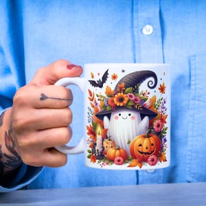 Cute Spooky Season Mug Wrap, 11 oz & 15 oz Halloween Coffee Mug Template, Fall Vibes Png, Pumpkin Mug Sublimation Designs, Digital Download