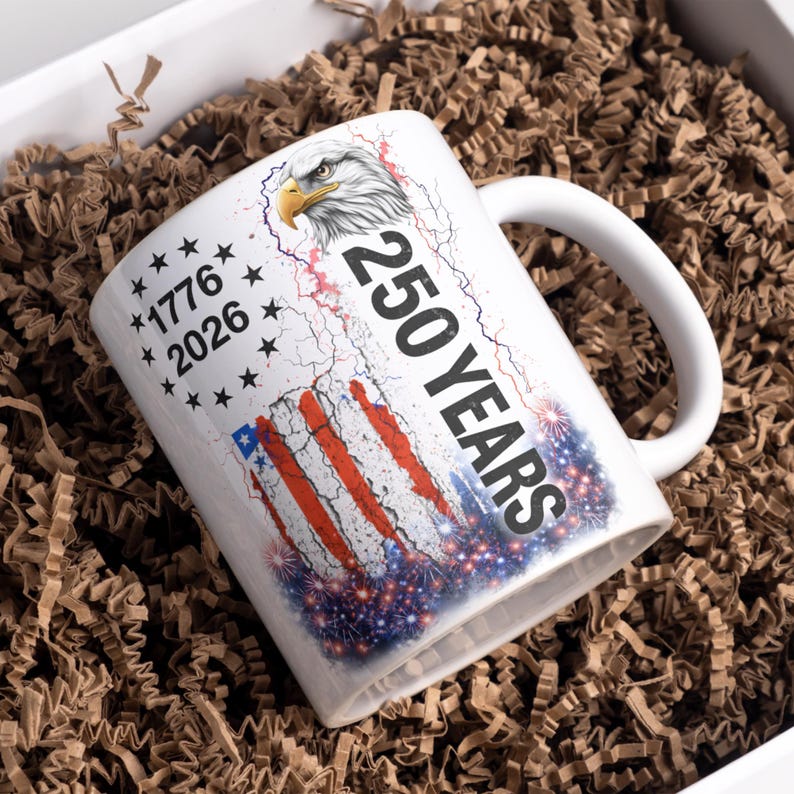 250 America Mug Wrap PNG, 11 oz & 15 oz Coffee Mug Wrap, Anniversary Mug Wrap, Coffee Cup Sublimation Designs,  Mug Wrap, Digital Download