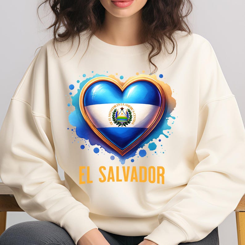 El Salvador PNG, Sublimation Designs, El Salvador Flag Png, Heart Png, El Salvador Shirt, T-Shirt Png, Trending Png, Digital Download DTF