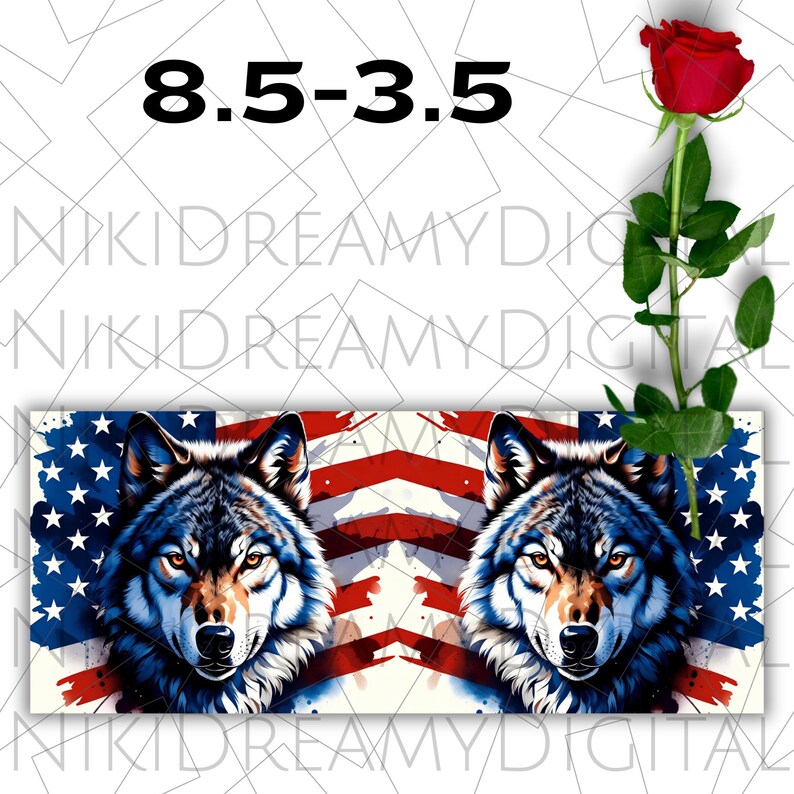 USA Mug Wrap PNG, Wolf Mug Wrap, 11 oz & 15 oz Coffee Mug Wrap, Patriotic Mug Wrap, Coffee Cup Sublimation Designs, Instant Digital Download