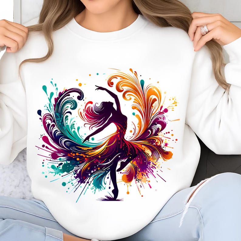 Ballerina PNG T-Shirt Design Dancing Girl Png Sublimation Designs Colorful Png Dancer Png Dance Shirt Png Dance Png Digital Download PNG DTF