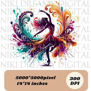 Ballerina PNG T-Shirt Design Dancing Girl Png Sublimation Designs Colorful Png Dancer Png Dance Shirt Png Dance Png Digital Download PNG DTF