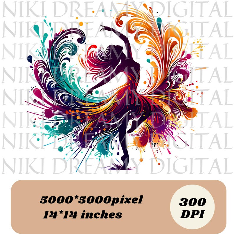 Ballerina PNG T-Shirt Design Dancing Girl Png Sublimation Designs Colorful Png Dancer Png Dance Shirt Png Dance Png Digital Download PNG DTF