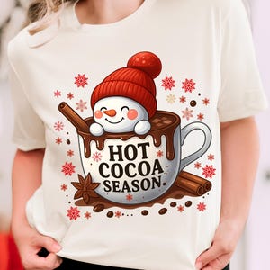 Hot Cocoa PNG T-Shirt Design Snowman Png Snowflake Png Christmas Png Sublimation Designs Christmas Shirt Png Coffee Png Digital Download DTF