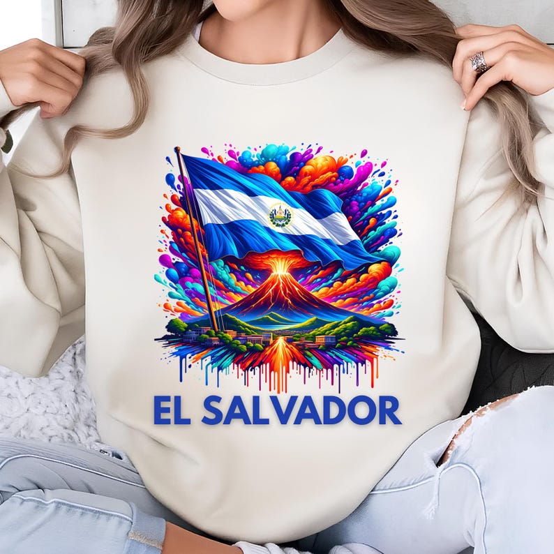 El Salvador Flag Png Sublimation Designs, Flag Png, Volcano Png, El Salvador Shirt, T-Shirt Design, Trending Png, Digital Download PNG