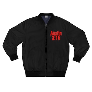 Stone Cold Steve Austin Black Bomber Jacket - Wrestling Fan Gift, Cool Men&#39;s Outerwear, Retro Sports Apparel, WWE Icon Costume, Bomber Coat