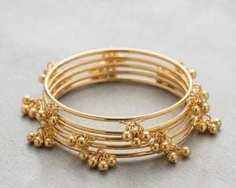 Kashmiri Ghungroo Bangles, Gold/Silver Tone Ethnic Indian Charm Set