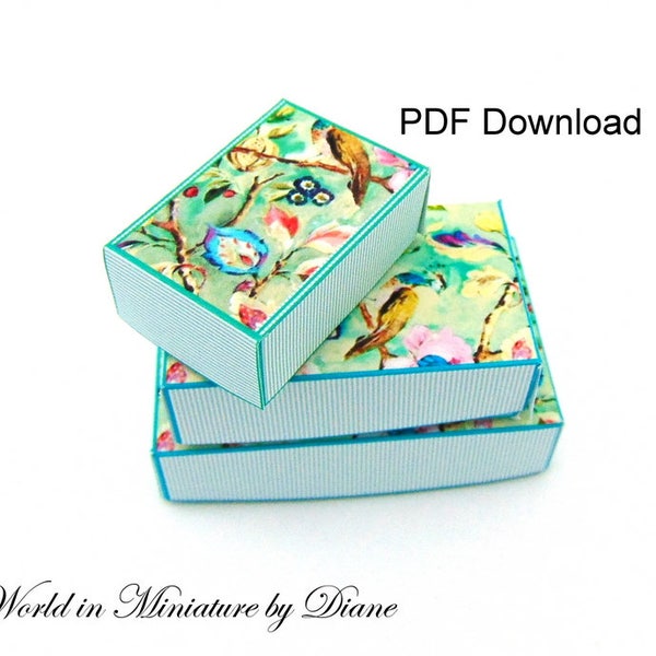 PDF Dollhouse Boxes, 1:12 Peacock Boxes Download, Dollhouse Peacock Boxes, 1 12 Digital Download, PDF Boxes Dollhouse, 1 12 Boxes Printie,