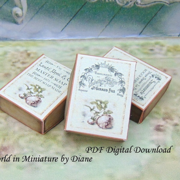 PDF Dollhouse Perfume Boxes, 1:12 French Perfume Boxes Download, Dollhouse Paris, Dollhouse Vintage, Dolls House Miniatures,