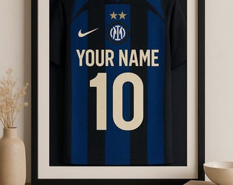 Printable Custom Inter -FC Jersey Poster  -Digital Wall Art -Personalized Inter Shirt -Decor  -Instant Download