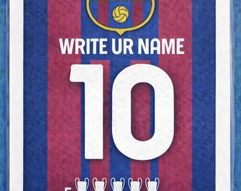 Custom Football Poster | Personalized Soccer Shirt Print | Name & Number Wall Art | Football Fan Gift
