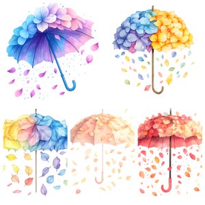 Floral Umbrella Clipart, Abstract Umbrella, Printable Watercolor clipart, High Quality PNGs, Digital download, Paper craft, junk journal