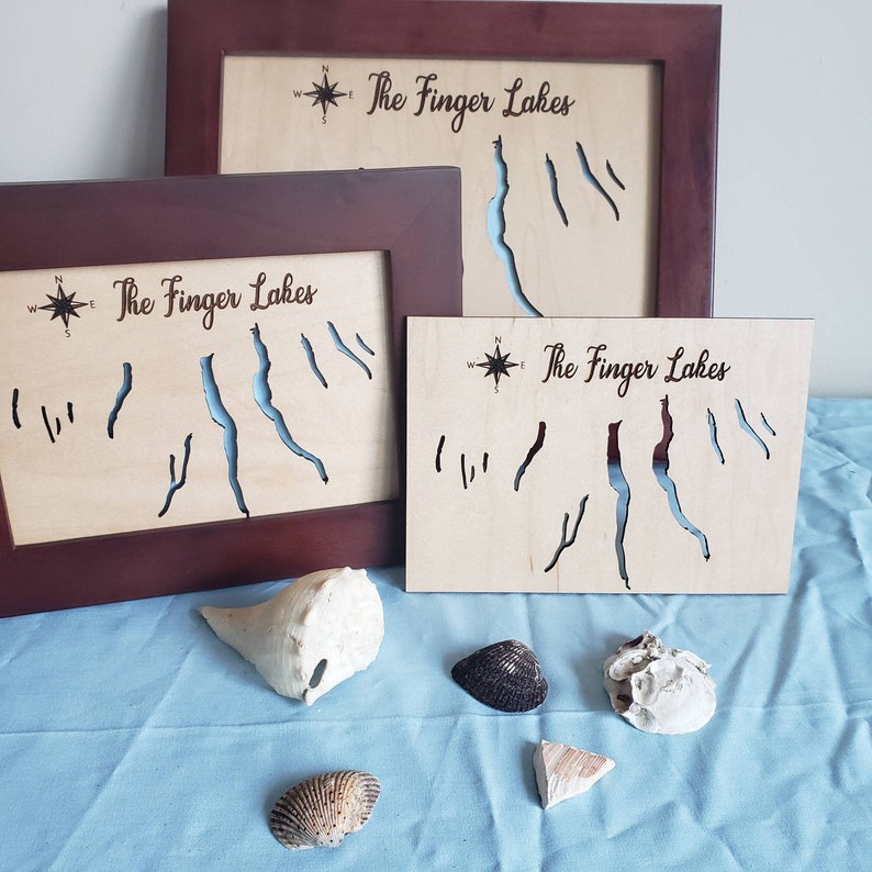 Finger lakes wooden art laser cut framed or non framed lake Etsy