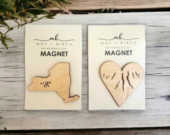 Finger Lakes Magnet, Wooden, small gift, lasercut, wood, heart, magnet, flx, unique gift under 10