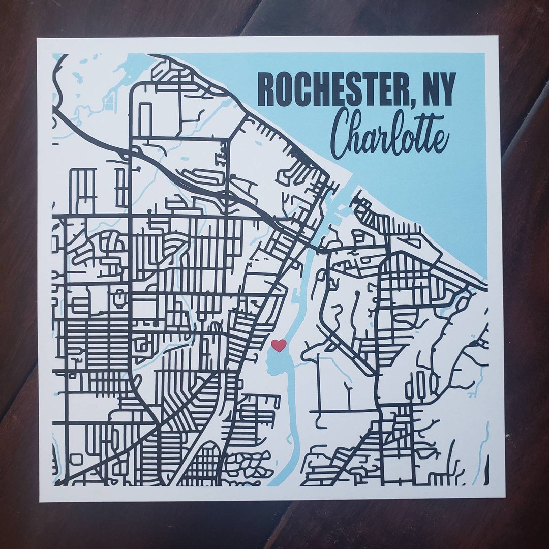 8x8 Rochester NY Charlotte Map Street Art Charlotte NY