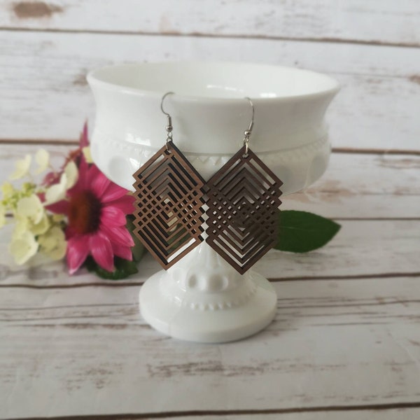 Large, Lightweight, Beautiful Laser Cut Detailed Wooden Earrings, Laser Cut Popular Earrings, Lasercut, Ten Dollar Gift, Gift Idea