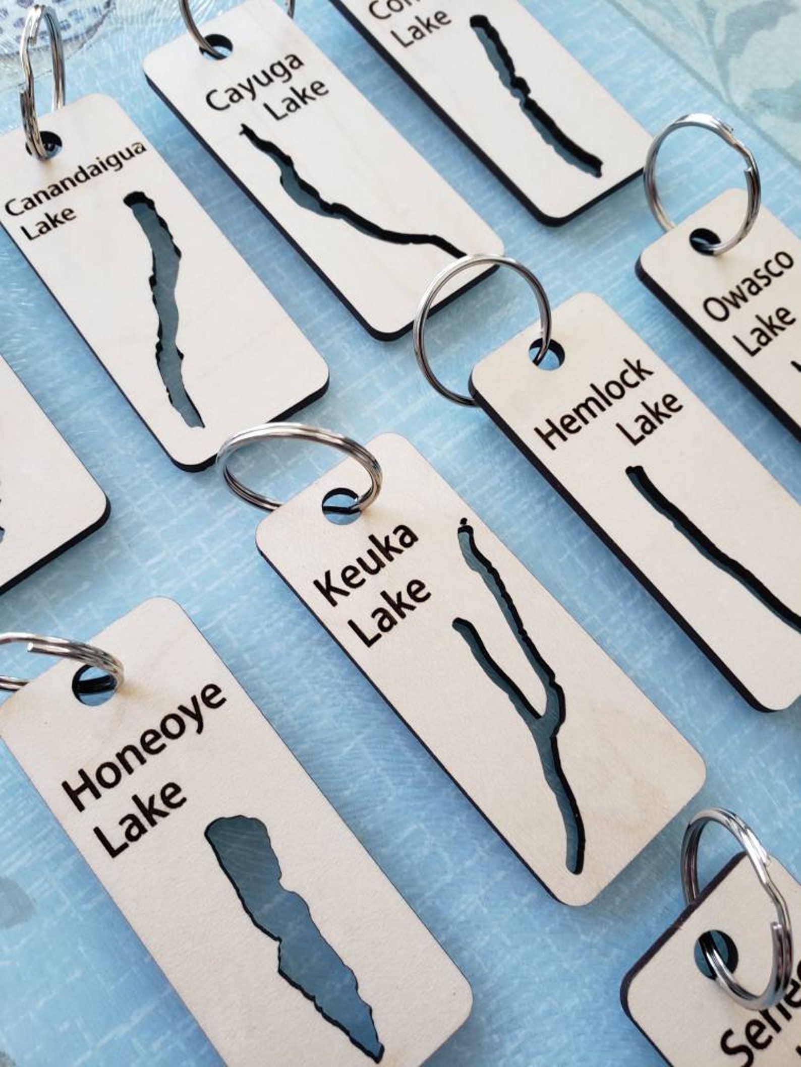 Finger Lakes Keychain Wooden finger lake small gift Etsy