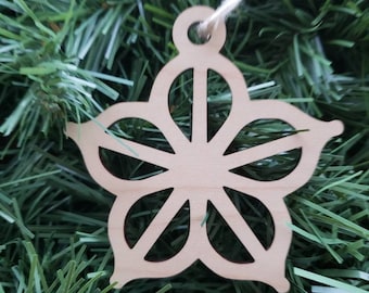 Rochester, NY, Flower City Inspired Logo, ROC, Maple Wood, Wooden Ornament