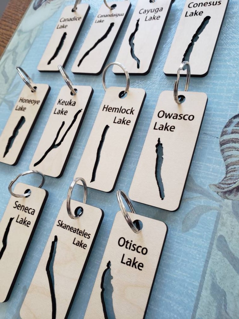 Finger Lakes Keychain Wooden finger lake small gift Etsy