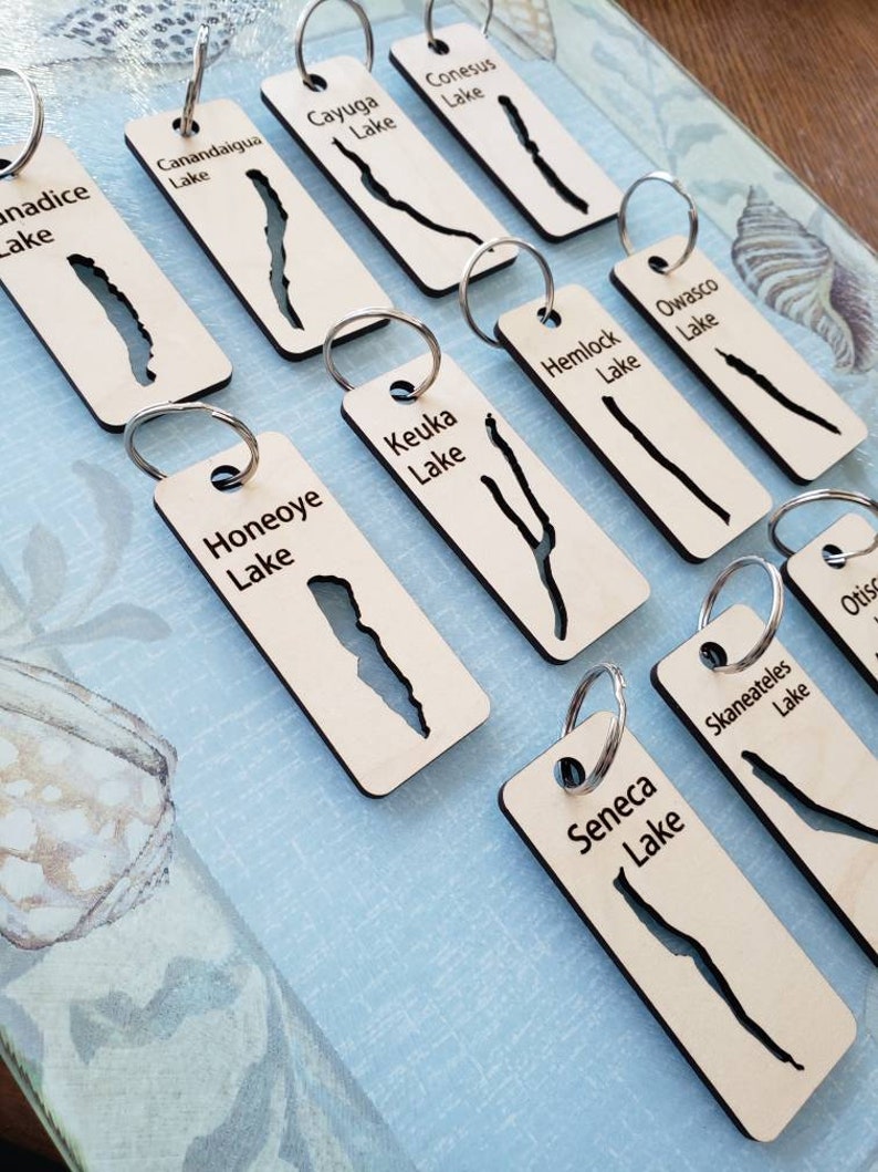 Finger Lakes Keychain Wooden finger lake small gift Etsy