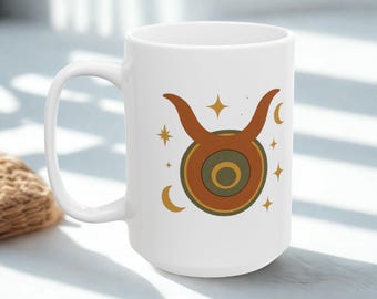 Taza de cerámica del zodiaco Tauro: Taza de café retro, regalo para Tauro