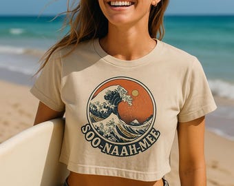 Camiseta corta con ondas vintage: camiseta gráfica Soo Naah Mee