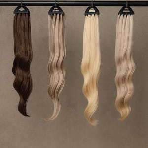 高級シームレステープインヘアエクステンション – 100%人毛 | ブロンド＆ブルネット | 柔らかく、シルキーで、自然なブレンド