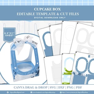 Cupcake box, Editable Cupcake Holder, DIY bakery packaging, Souvenir for Wedding and Birthday Party, Party Favor Box,Customizable Cupcakebox