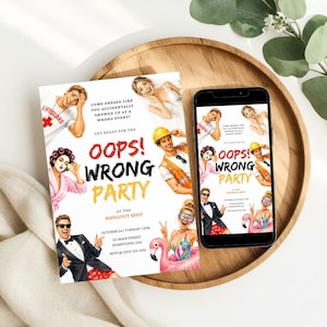 Wrong Party Invitation, Adult Wrong Theme Party Invite, Funny Dress Code Birthday Invitation, Editable Canva Template