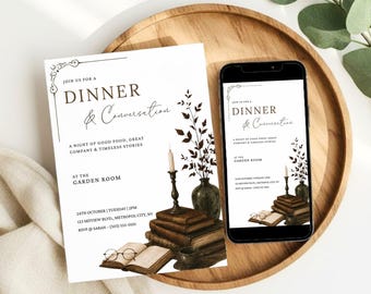 Convite para Jantar e Conversa, Convite Elegante para Jantar, Convite para Encontro, Jantar Íntimo, Modelo Editável