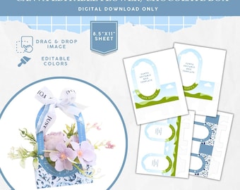 Flower Box Template | Editable Box Template | Flower Holder | Gift for Moms | Flower Bouquet | Chocolate Box