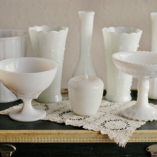 Vintage Milk Glass Instant Collection - Set of 8