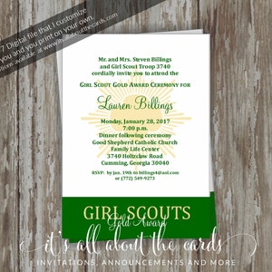 Girl Scout Gold Award Invitations - &quot;Courageous&quot;