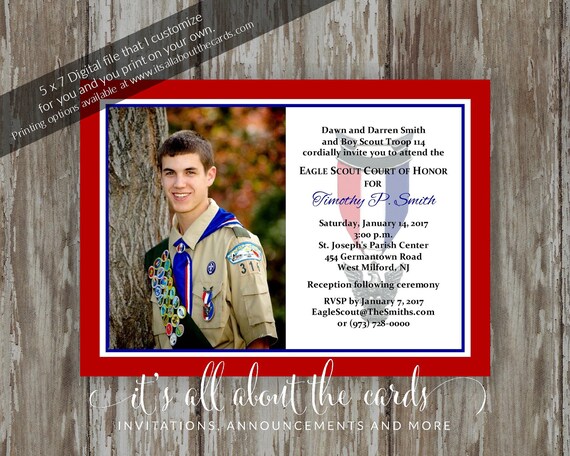 Eagle Scout Court Of Honor Invitations Simple Honors Border Etsy