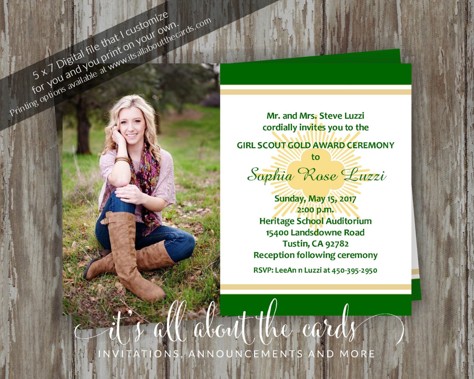 Girl Scout Gold Award Invitations Friendly-photo | Etsy